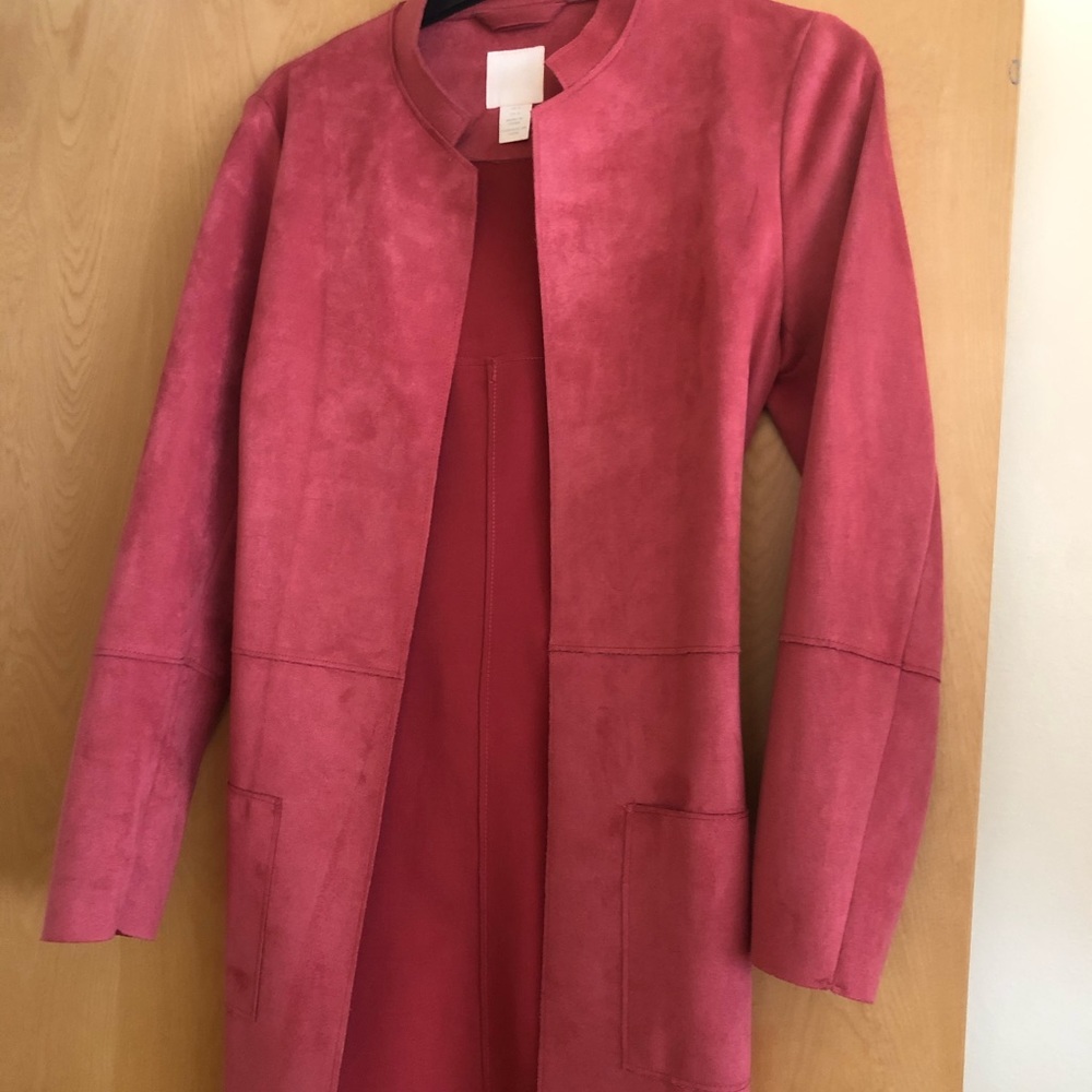 H&M pink faux suede jacket